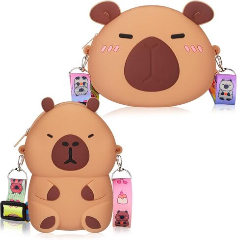 2 قطعة حقيبة هدايا كابيبارا أشياء كابيبارا حقيبة كروسبودي Kawaii رسول حقائب لطيف محفظة الكرتون الاشياء الصغيرة عملة محفظة محفظة الحقيبة حقائب الكتف المال للأصدقاء in Kuwait