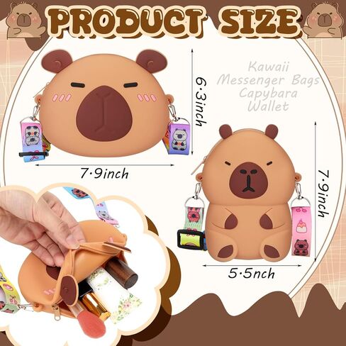 2 قطعة حقيبة هدايا كابيبارا أشياء كابيبارا حقيبة كروسبودي Kawaii رسول حقائب لطيف محفظة الكرتون الاشياء الصغيرة عملة محفظة محفظة الحقيبة حقائب الكتف المال للأصدقاء in Kuwait