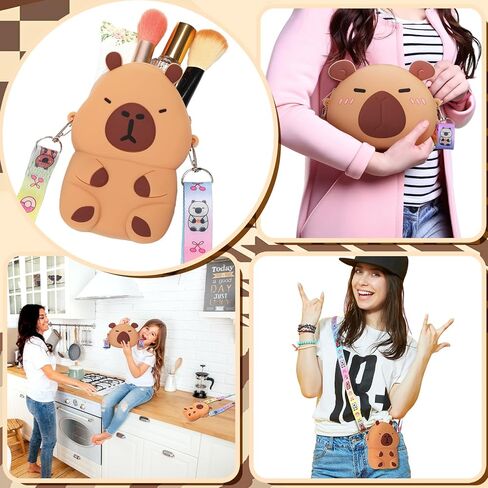 2 قطعة حقيبة هدايا كابيبارا أشياء كابيبارا حقيبة كروسبودي Kawaii رسول حقائب لطيف محفظة الكرتون الاشياء الصغيرة عملة محفظة محفظة الحقيبة حقائب الكتف المال للأصدقاء in Kuwait