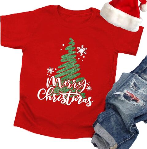 Christmas Tree Shirt for Toddler Boys Girls Merry Christmas T-Shirts Short Sleeve Holiday Tee Xmas Gift Tops in Saudi Arabia