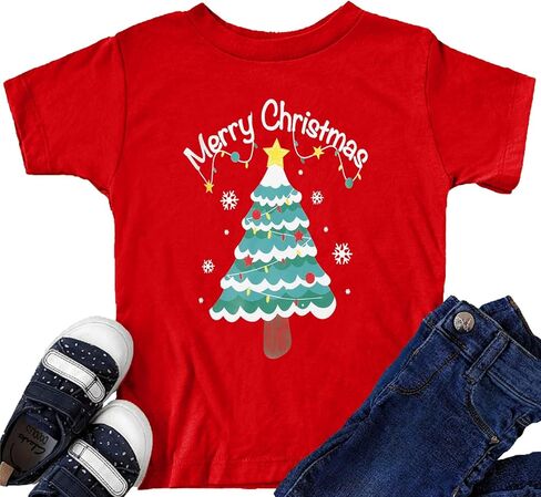Christmas Tree Shirt for Toddler Boys Girls Merry Christmas T-Shirts Short Sleeve Holiday Tee Xmas Gift Tops in Saudi Arabia