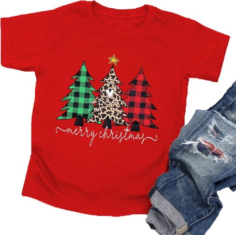 Christmas Tree Shirt for Toddler Boys Girls Merry Christmas T-Shirts Short Sleeve Holiday Tee Xmas Gift Tops in Saudi Arabia