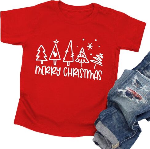Christmas Tree Shirt for Toddler Boys Girls Merry Christmas T-Shirts Short Sleeve Holiday Tee Xmas Gift Tops in Saudi Arabia