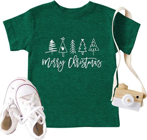 Christmas Tree Shirt for Toddler Boys Girls Merry Christmas T-Shirts Short Sleeve Holiday Tee Xmas Gift Tops in Saudi Arabia