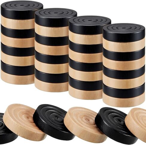 Sumind 48 Pieces Wooden Checkers Pieces 1.06 Inch Checker Pieces in Drawstring Storage Pouch Board Game with Stackable Ridge for Travel Office Backgammon Game, Red and Black in Saudi Arabia