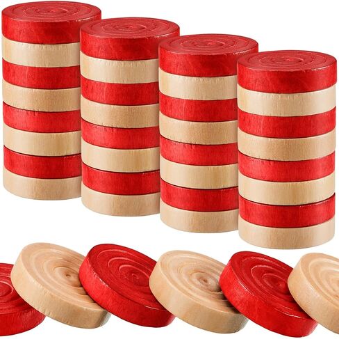 Sumind 48 Pieces Wooden Checkers Pieces 1.06 Inch Checker Pieces in Drawstring Storage Pouch Board Game with Stackable Ridge for Travel Office Backgammon Game, Red and Black in Saudi Arabia