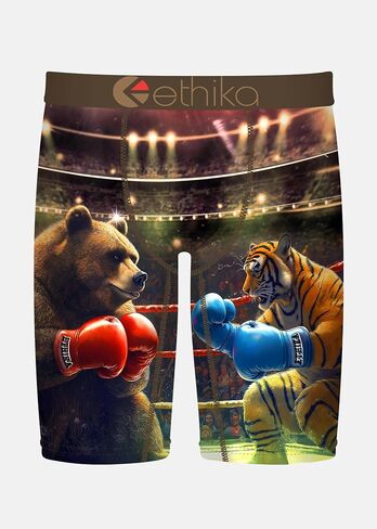 ملابس داخلية بوكسر للرجال من Ethika، بطول الركبة، ملابس داخلية قابلة للتمدد في 4 اتجاهات مع مطبوعات جرافيكية - من يفوز in Kuwait