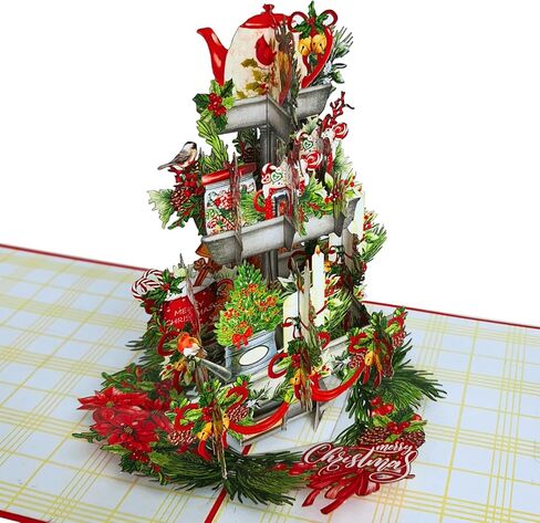 HEARTAGS Pop Up Christmas Card, 3D Flower Basket Christmas Cards, 6" x 8" Popup Christmas Cards for Wife, Mom, Teacher, Daughter, Parents, Friend, Vintage Christmas Cards with Envelopes, Xmas Cards in Kuwait