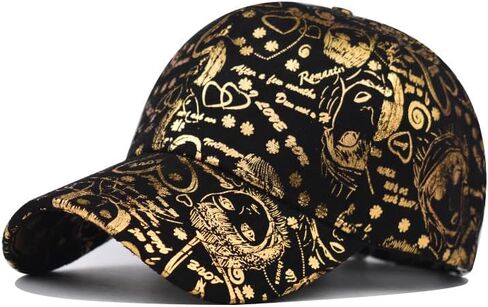 Unisex Graffiti Baseball Cap Golden Stamping Hip-hop Cap Street Baseball Hats for Men Women Sports Golf Sun Couple Hats in Saudi Arabia