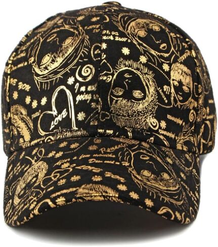Unisex Graffiti Baseball Cap Golden Stamping Hip-hop Cap Street Baseball Hats for Men Women Sports Golf Sun Couple Hats in Saudi Arabia