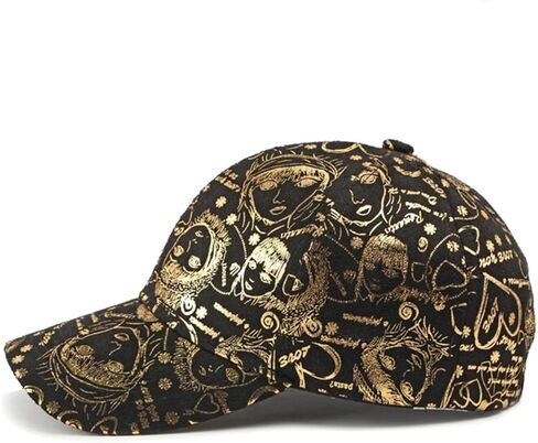 Unisex Graffiti Baseball Cap Golden Stamping Hip-hop Cap Street Baseball Hats for Men Women Sports Golf Sun Couple Hats in Saudi Arabia