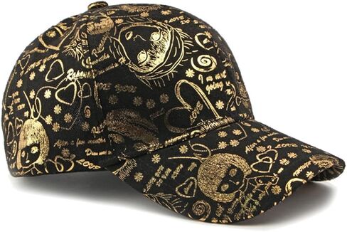 Unisex Graffiti Baseball Cap Golden Stamping Hip-hop Cap Street Baseball Hats for Men Women Sports Golf Sun Couple Hats in Saudi Arabia