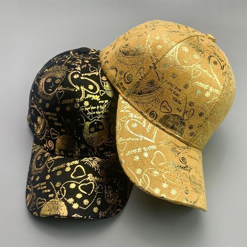 Unisex Graffiti Baseball Cap Golden Stamping Hip-hop Cap Street Baseball Hats for Men Women Sports Golf Sun Couple Hats in Saudi Arabia