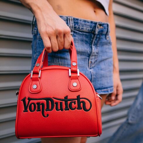 Von Dutch Womens Cow Print Bowling Bag – Stylish Women's Handbag with Adjustable Strap, Spacious Interior, and Vegan Faux Fur in Saudi Arabia