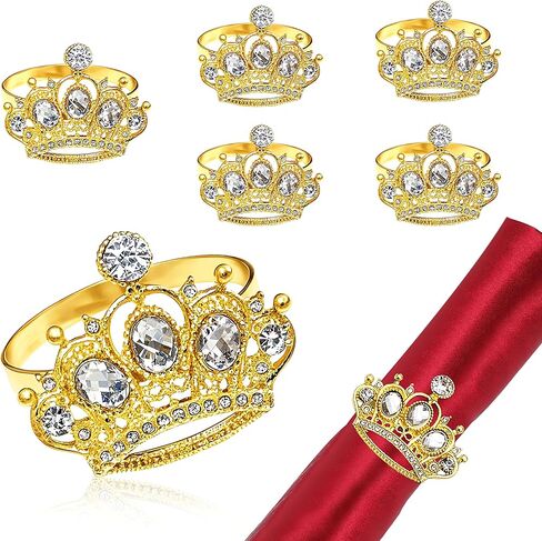 Crown Napkin Rings Set of 12 Gold Rhinestone Napkin Rings for Wedding Bridal Shower Baby Shower Birthday Party Christmas New Year Home Table Decoration (Crown-Gold 12) in Kuwait