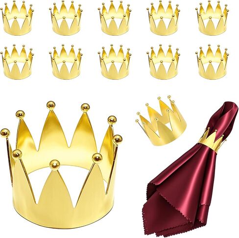 Crown Napkin Rings Set of 12 Gold Rhinestone Napkin Rings for Wedding Bridal Shower Baby Shower Birthday Party Christmas New Year Home Table Decoration (Crown-Gold 12) in Kuwait