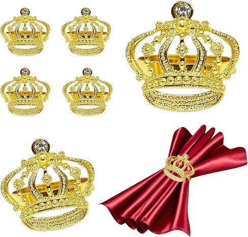 Crown Napkin Rings Set of 12 Gold Rhinestone Napkin Rings for Wedding Bridal Shower Baby Shower Birthday Party Christmas New Year Home Table Decoration (Crown-Gold 12) in Kuwait