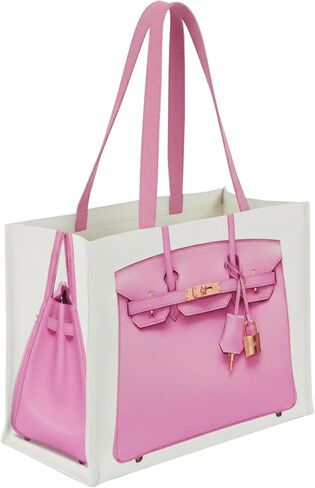 حقيبة قماش أنيقة مع طباعة مستوحاة من الموضة - حقيبة هدايا مرحة للنساء، هدية أنيقة للعطلات، قابلة للطي للاستخدام اليومي in Kuwait