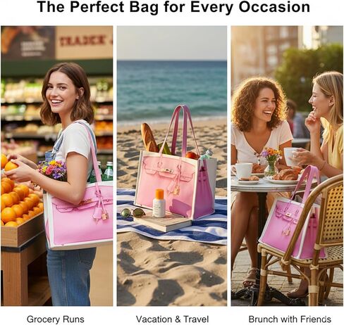 حقيبة قماش أنيقة مع طباعة مستوحاة من الموضة - حقيبة هدايا مرحة للنساء، هدية أنيقة للعطلات، قابلة للطي للاستخدام اليومي in Kuwait