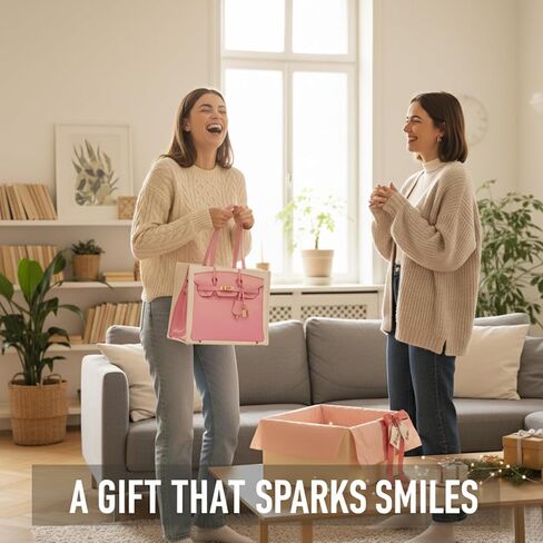 حقيبة قماش أنيقة مع طباعة مستوحاة من الموضة - حقيبة هدايا مرحة للنساء، هدية أنيقة للعطلات، قابلة للطي للاستخدام اليومي in Kuwait