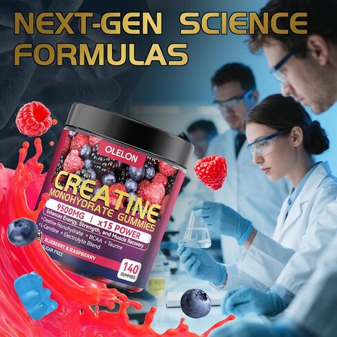 Creatine Monohydrate Gummies Complex 9500mg for Men & Women - 140 Count Creatine Supplement with Electrolyte Blend and L-Taurine, Supports Muscle Growth, Strength and Recovery, Sugar Free in Saudi Arabia