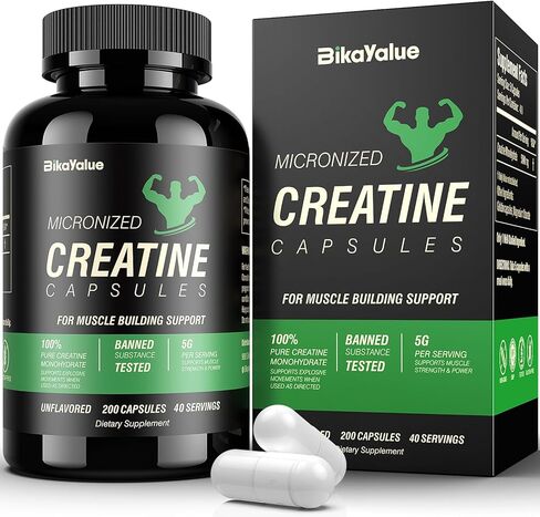 Creatine Monohydrate, 5000mg (5 Capsules) Per Serving, Creatine Capsules (40 Servings) for Supports Strength, Lean Muscle, Power Output & Workout Performance – Gluten Free, for Men & Women in Saudi Arabia