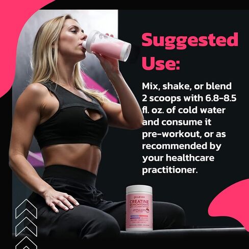 Creatine for Women | 5g Creatine Monohydrate + 4g Collagen Peptides Complex Creatine Powder | Sugar-Free, Gluten-Free, Non-GMO, Easily Soluble | Raspberry, 30 Servings in Saudi Arabia