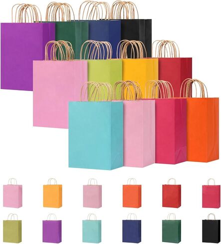 OUTUXED 30pcs Paper Gift Bags with 30 Tissues Bulk, 6 Colors Party Favor Bags with Handles, Small Goodie Bags Gift Bags for Birthday, Baby Shower, Party Supplies and Crafts in Saudi Arabia