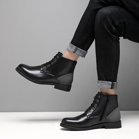 Ahico Men's Chukka Boots Classic Lace-Up Ankle Boots Fashion Leather Zipper Boots Casual Dress Boots in Saudi Arabia