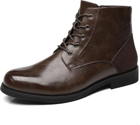 Ahico Men's Chukka Boots Classic Lace-Up Ankle Boots Fashion Leather Zipper Boots Casual Dress Boots in Saudi Arabia