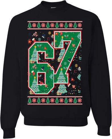 wild custom apparel Six Seven 6 7 67 Meme Santa Hands Ugly Funny Christmas Sweater Crewneck Sweatshirt in Saudi Arabia