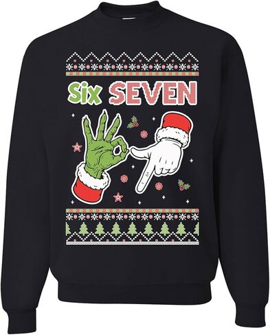 wild custom apparel Six Seven 6 7 67 Meme Santa Hands Ugly Funny Christmas Sweater Crewneck Sweatshirt in Saudi Arabia