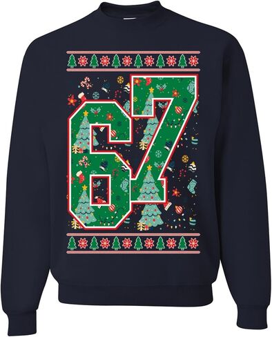 wild custom apparel Six Seven 6 7 67 Meme Santa Hands Ugly Funny Christmas Sweater Crewneck Sweatshirt in Saudi Arabia