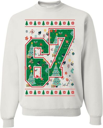 wild custom apparel Six Seven 6 7 67 Meme Santa Hands Ugly Funny Christmas Sweater Crewneck Sweatshirt in Saudi Arabia