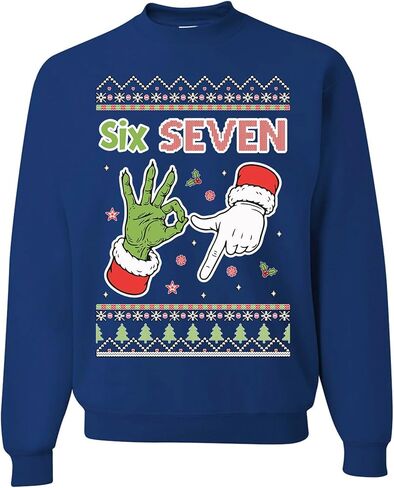 wild custom apparel Six Seven 6 7 67 Meme Santa Hands Ugly Funny Christmas Sweater Crewneck Sweatshirt in Saudi Arabia