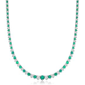 Ross-Simons Gemstone and 1.50 ct. t.w. Diamond Tennis Necklace in Sterling Silver in Kuwait