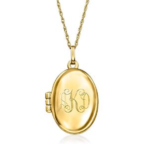 Ross-Simons 14kt Yellow Gold Personalized Oval Locket Necklace in Kuwait