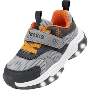 YESKIS Toddler Tennis Shoes Boys Girls Light Up Sneakers LED On-Off Flashing Lightweight Mesh Breathable Running Shoe for Toddler and Little Kids in Kuwait