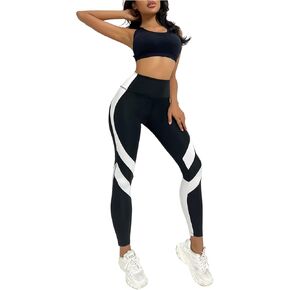 SweatyRocks Women's High Waisted Leggings Seamless Color Block Legging Workout Sports Yoga Pants in Kuwait