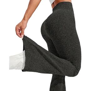High Waist Ribbed Flare Yoga Pants, Butt Lifting Seamless Workout Sweatpants for Women, Casual Athletic Leggings in Kuwait
