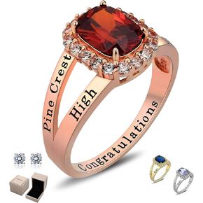 خواتم فئة مخصصة خواتم فئة شخصية بالكامل للنساء المدرسة الثانوية 10KT الذهب أو خواتم الفضة الاسترليني خواتم فئة المرأة حجم 5-15 خواتم التخرج للنساء خواتم جوهرة زركونيا مكعب in Kuwait