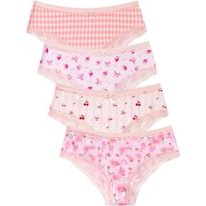 Sweet & Cute! Women's Printed Lace Bikini Briefs - 4-Pack Floral Animal Underwear Set in Saudi Arabia