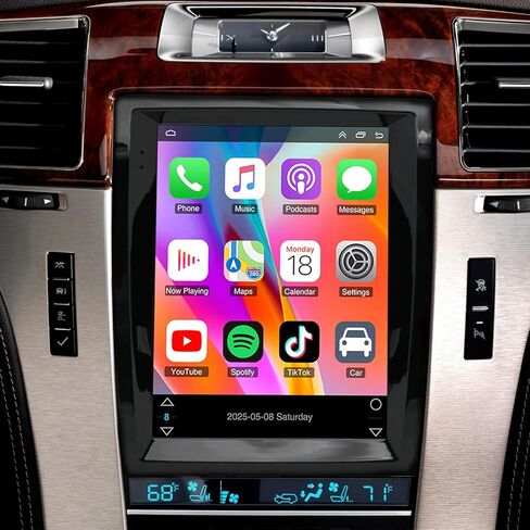 9.7 بوصة Android 13 Car Stereo Radio for Cadillac Escalade SLS 2007-2014 ، شاشة تعمل باللمس ستيريو مزدوج DIN Car مع Carplay Android Auto WiFi Bluetooth FM RDS GPS SWSP SWC+AHD كاميرا احتياطية in Kuwait