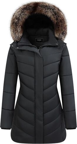GOLDLADIES Women's Waterproof Long Winter Coat Thickened Down Puffer Jacke Winter Parka in Kuwait