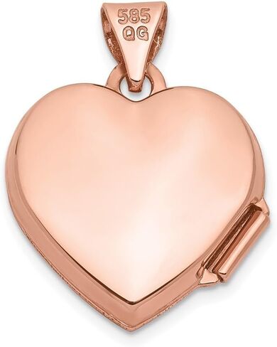 14K Rose Gold Diamond Polished 15mm Heart Locket in Saudi Arabia