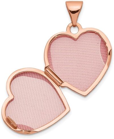 14K Rose Gold Diamond Polished 15mm Heart Locket in Saudi Arabia