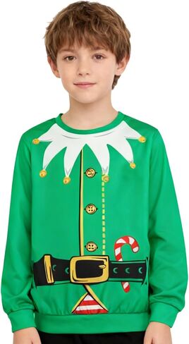 Kids Elf Sweatshirt Christmas Novelty Thin Sweater for Boys Girls in Kuwait