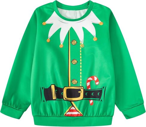 Kids Elf Sweatshirt Christmas Novelty Thin Sweater for Boys Girls in Saudi Arabia