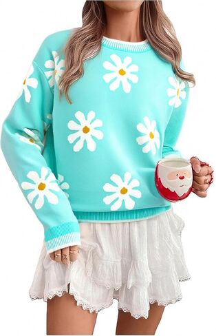 LUKYCILD Valentines Sweater Women Love Heart Sweatshirt Valentine Day Love Sweaters Cute Knitted Long Sleeve Pullover Tops in Saudi Arabia
