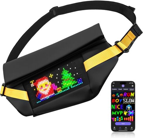 LED Sling Bag - Smart LED Pixel Art Crossbody Bag Customizable Animated Display Waterproof Fashion USB 5V Chest Bag/Waist Bag for Travel in Saudi Arabia